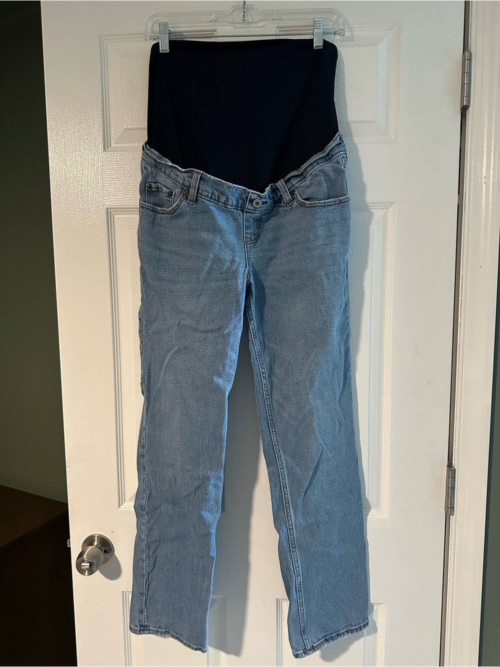 Maternity Straight-Leg Jeans with Over-Belly Panel - Light Blue